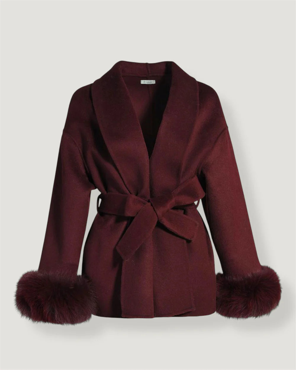 Nimlily - Cappotto in lana con pelliccia